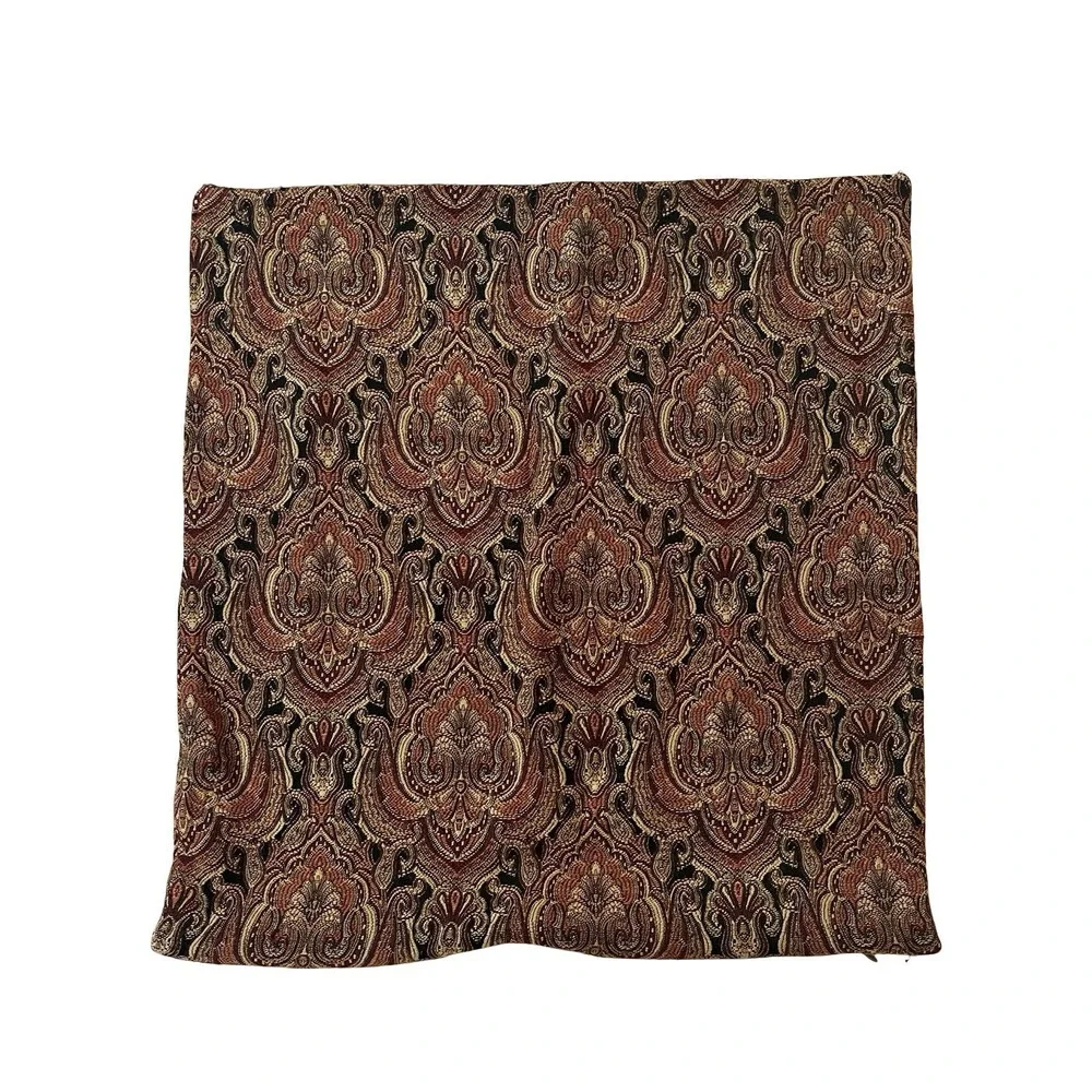 Pottery‎ Barn Outlet Square Pillowcase Orange Black Embroidered Baroque Sham